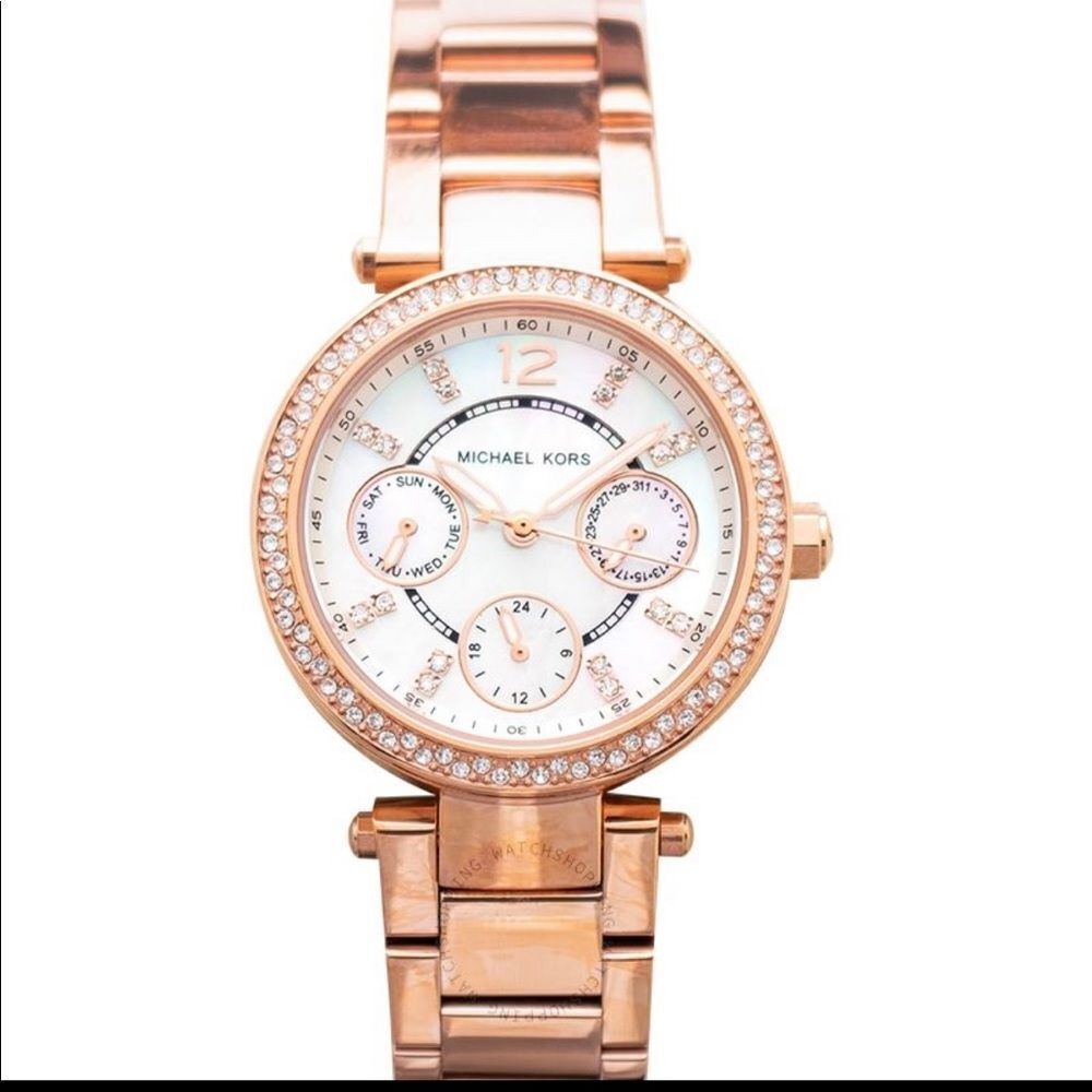 Parker Multi-Function Quartz Artificial MOP Dial Ladies Watch
MK5616